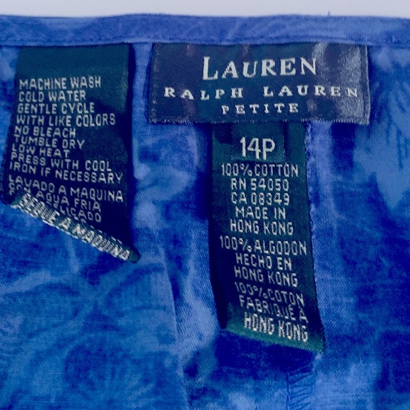 Lauren Ralph Lauren RARE Floral Bermuda Blue Wrap Skirt, Petite XL 100% cotton - Picture 5 of 5